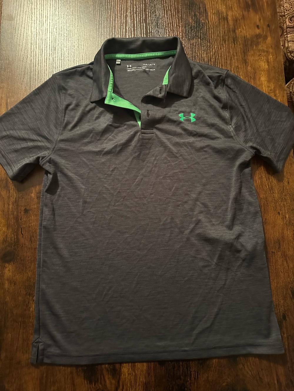 Under Armour Boy’s Grey Polo Shirt with Green Accent